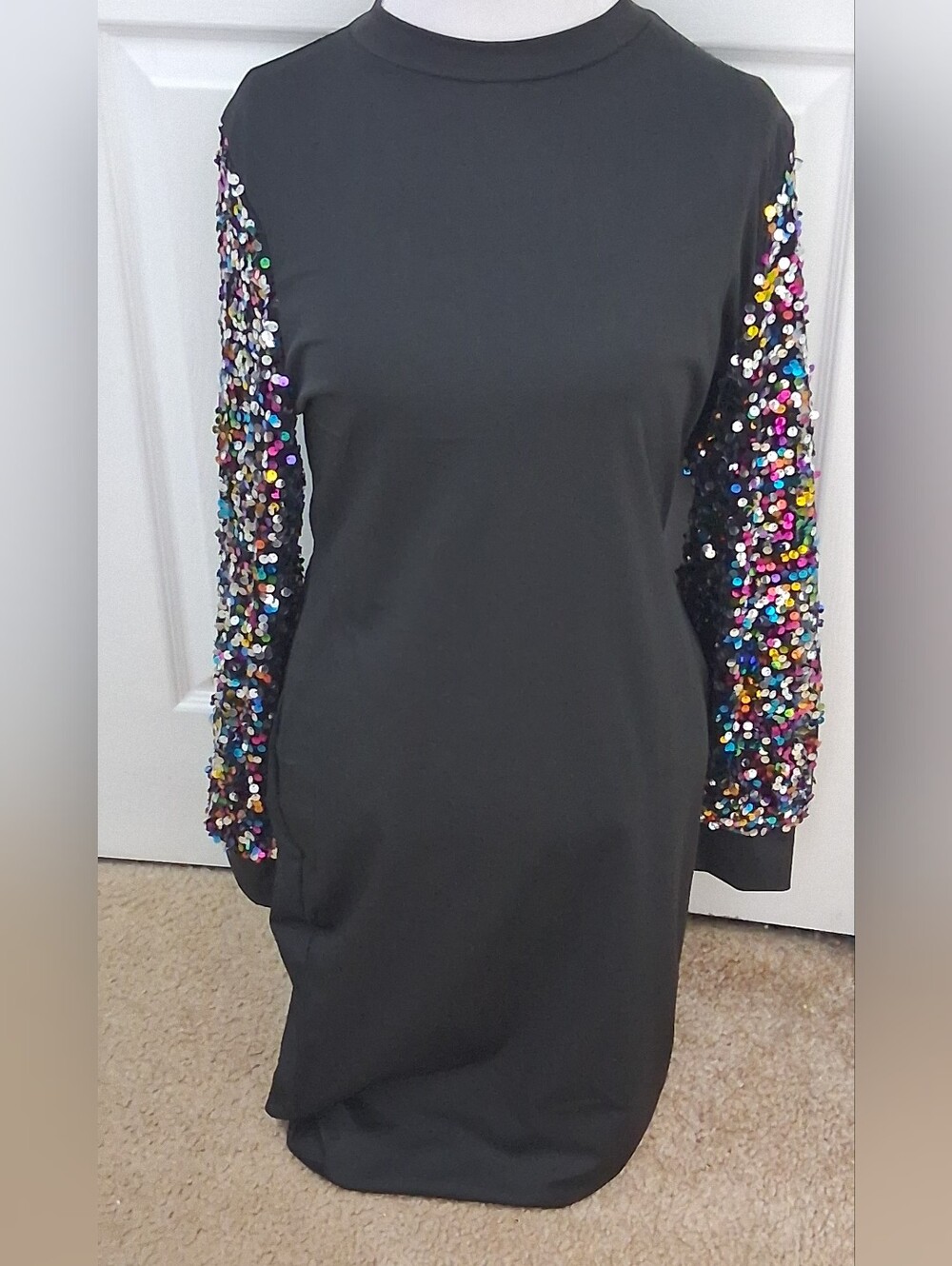 NWOT ChicMe Black Midi Dress With Lantern Sleeves Size XL